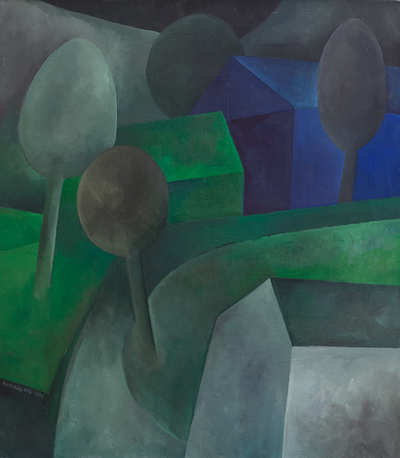 A_His_61_01 Häuser und Bäume, 1961